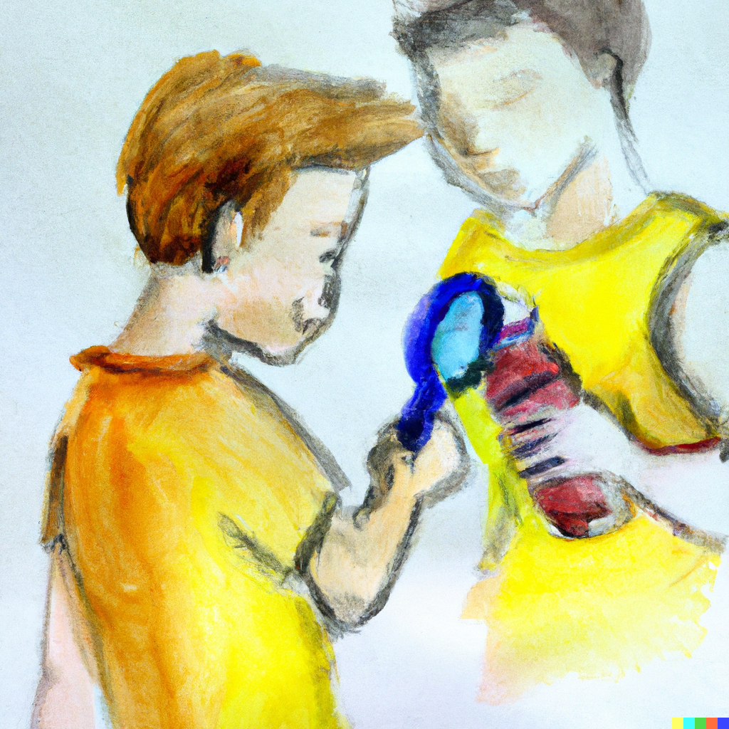 Zwei Kinder begutachten eine Kunststoffflasche